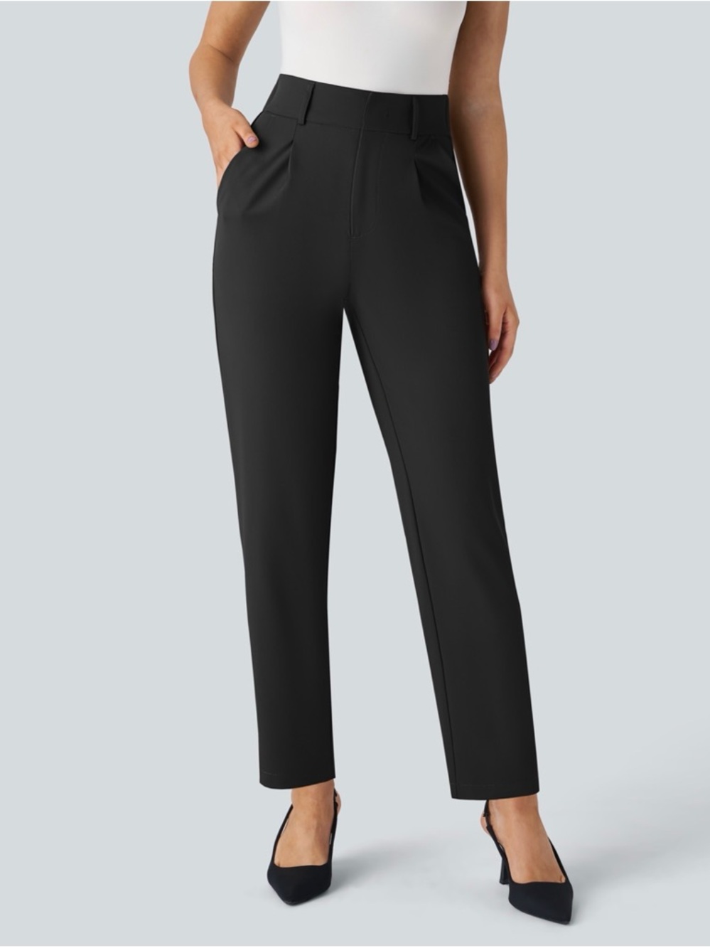 HALARA Black High-Waist Tapered Work Pants